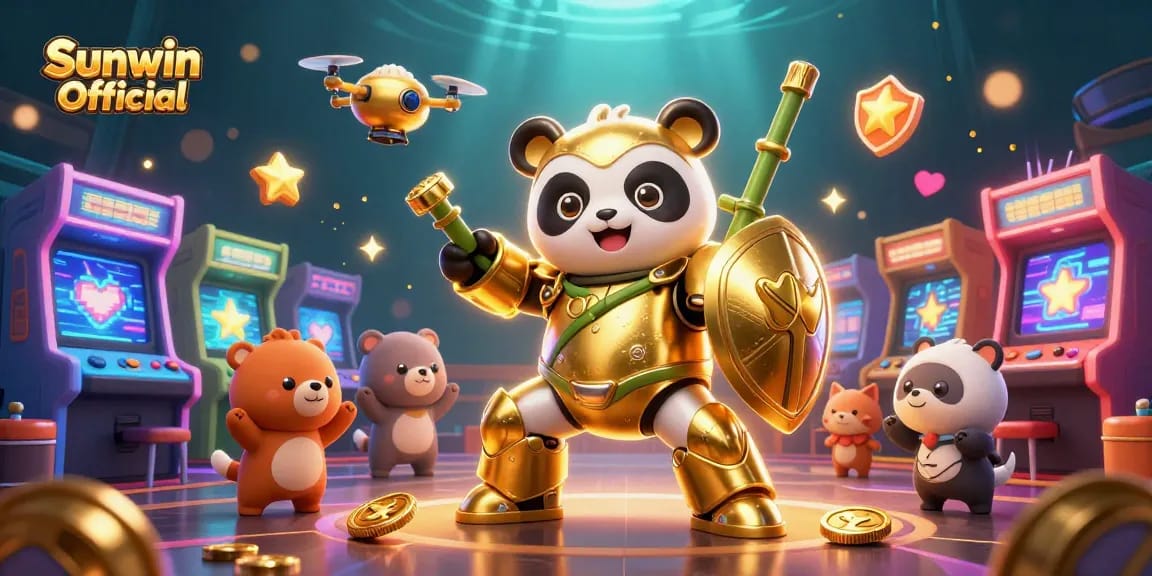Experience thrilling gameplay with Sunwin Official in this vibrant 3D casino arena scene.