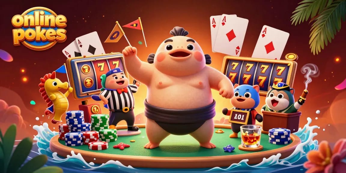 Engage in online pokies excitement with this vibrant underwater scene featuring a fugu and slot machines.