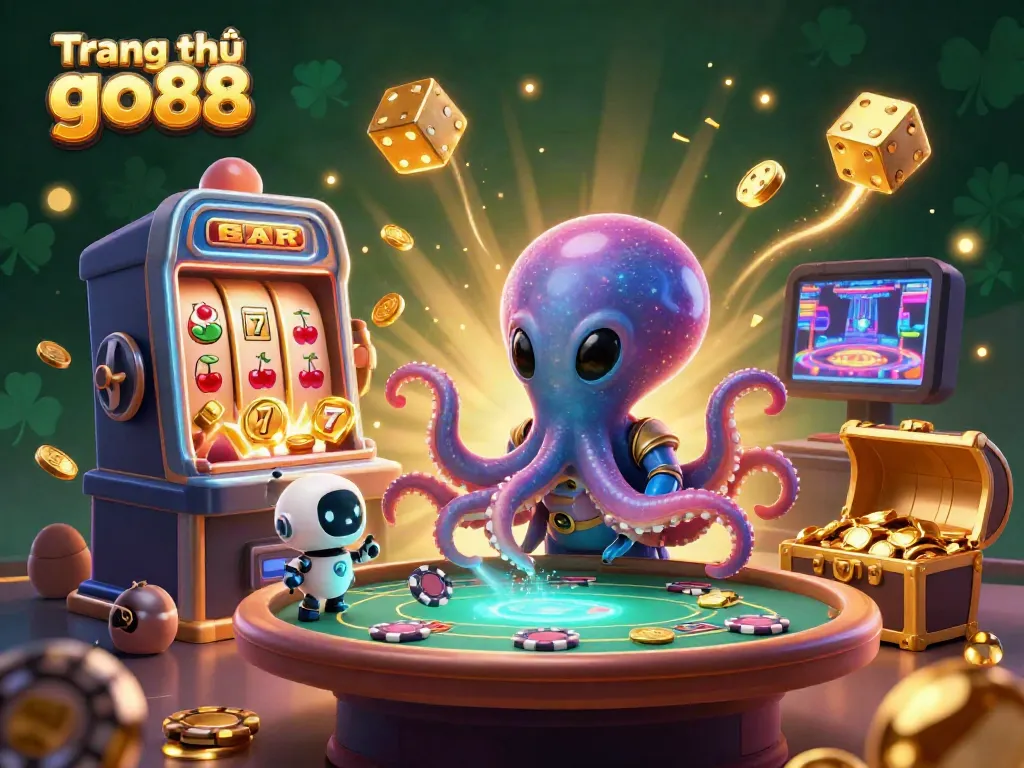 Experience thrilling action at Trang chủ go88 with alien octopus and futuristic casino elements bursting with energy.