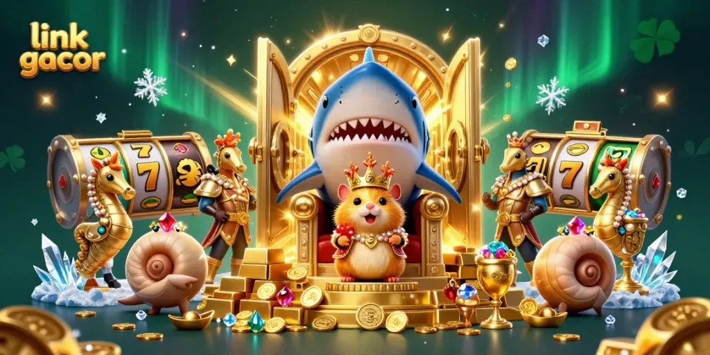 Experience thrilling wins at link gacor slots with golden treasures and a mesmerizing royal scene.